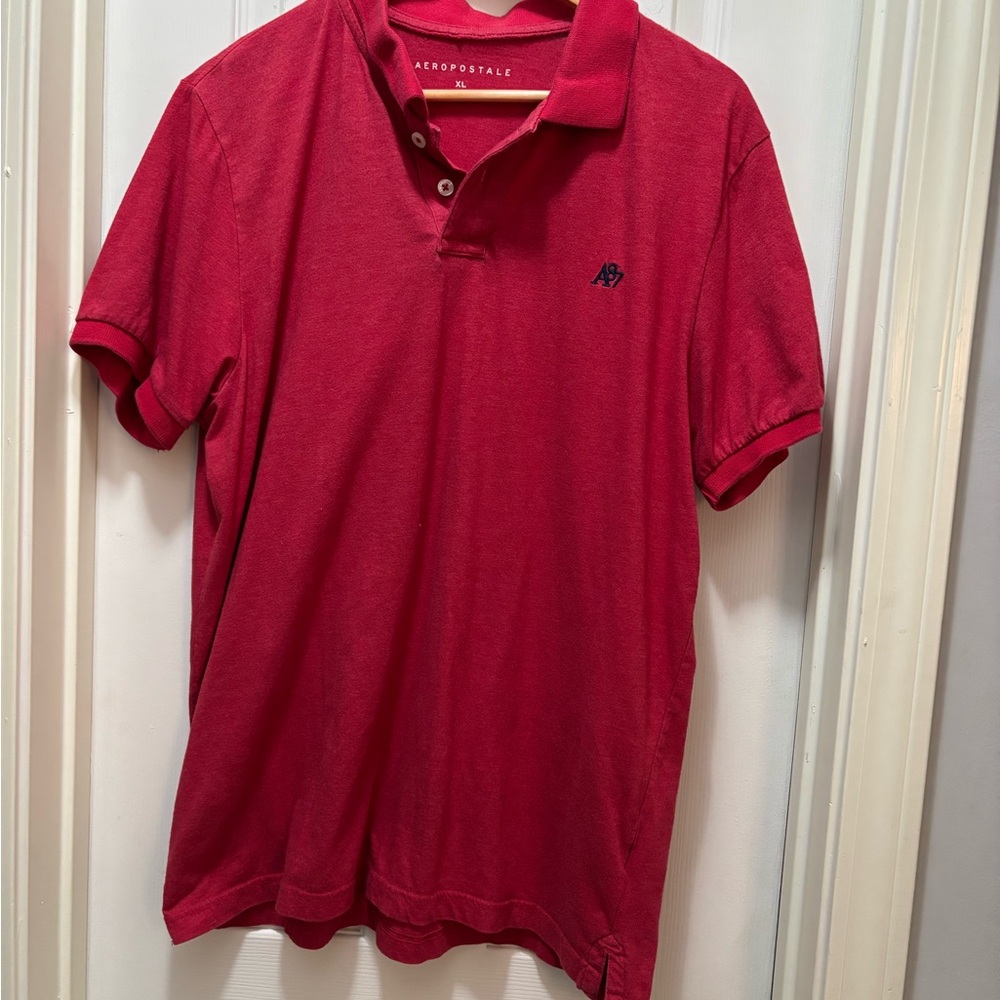 Aeropostale Men's Polo Shirt in Vibrant Red Size XL Y2K 2000